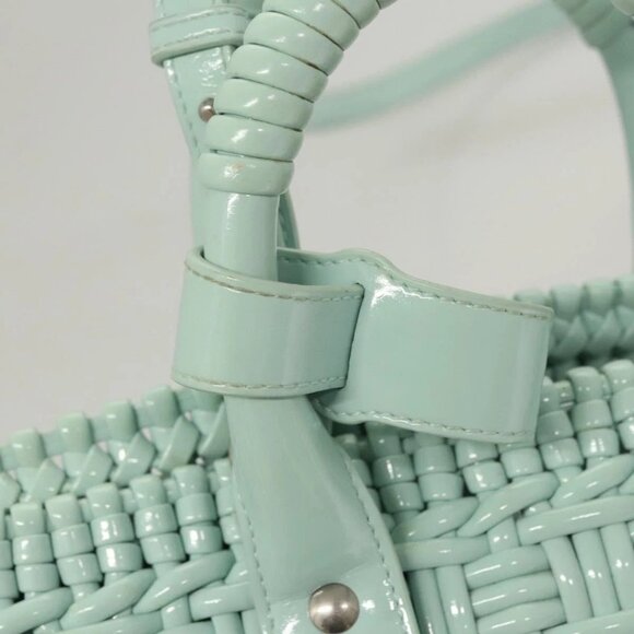 BALENCIAGA Hand Bag Vinyl 2way Green Silver Auth - Picture 12 of 16